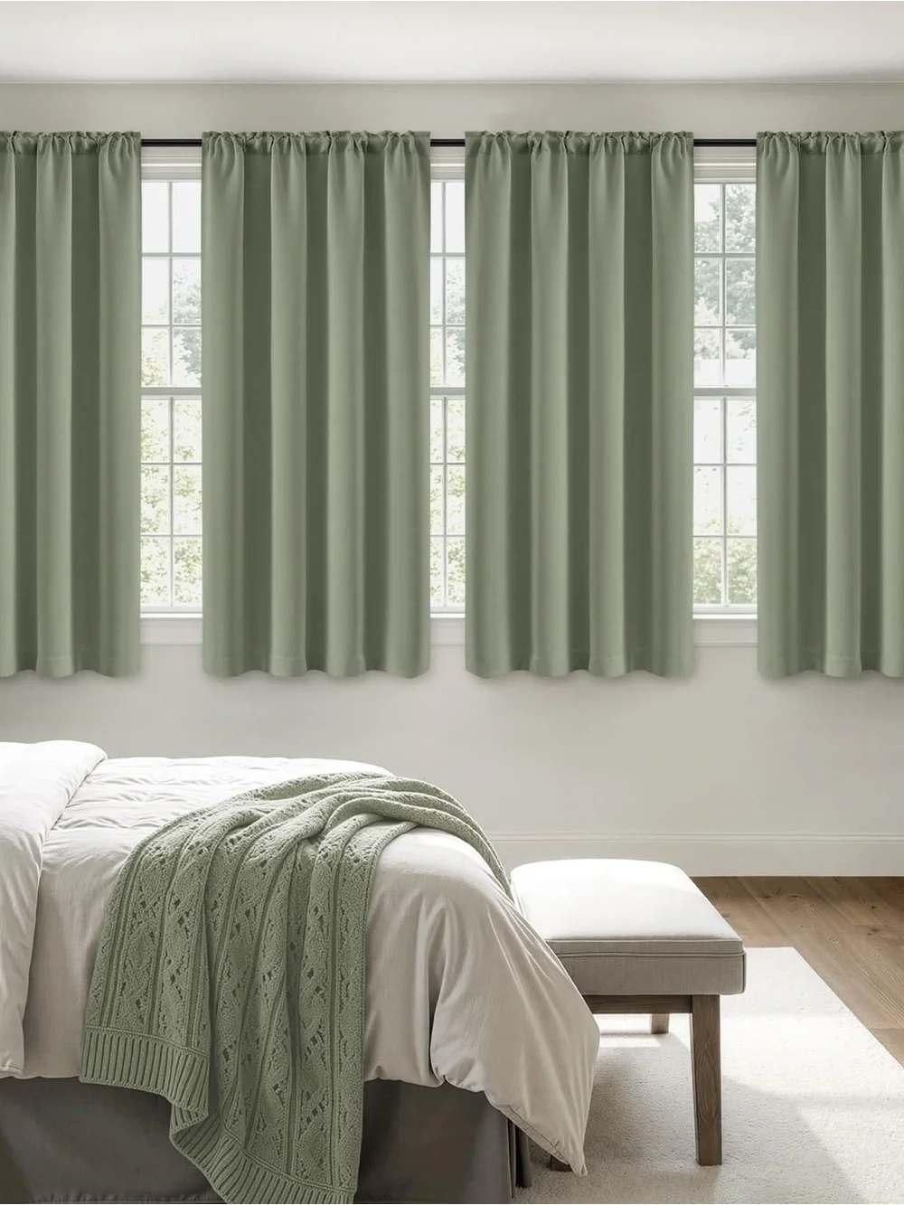 Soft Sage Rod Pocket Window Curtains - Home Accents